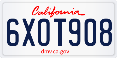 CA license plate 6XOT908