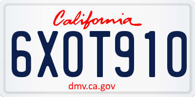CA license plate 6XOT910