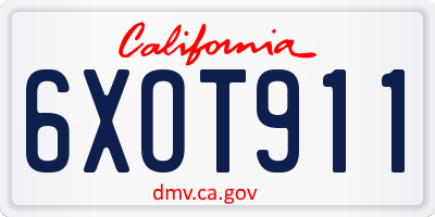 CA license plate 6XOT911