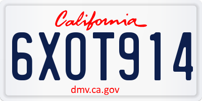 CA license plate 6XOT914