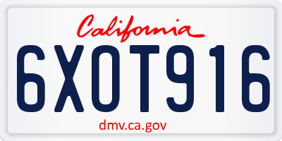 CA license plate 6XOT916