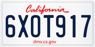 CA license plate 6XOT917
