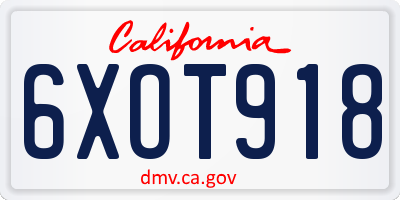 CA license plate 6XOT918