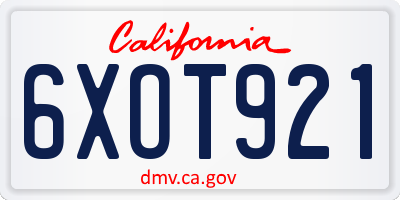 CA license plate 6XOT921