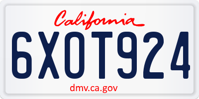 CA license plate 6XOT924