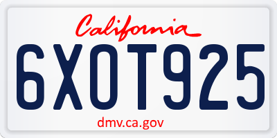 CA license plate 6XOT925