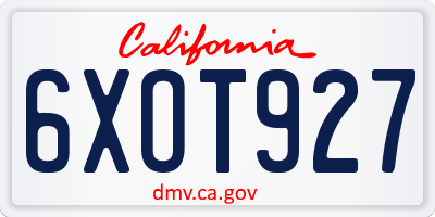 CA license plate 6XOT927