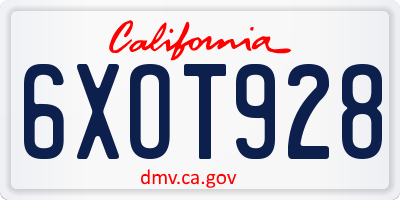 CA license plate 6XOT928