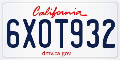 CA license plate 6XOT932