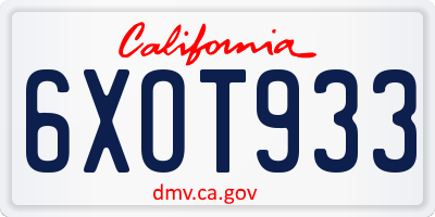 CA license plate 6XOT933