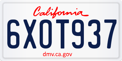 CA license plate 6XOT937