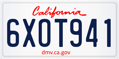 CA license plate 6XOT941