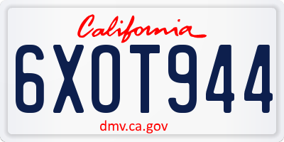 CA license plate 6XOT944