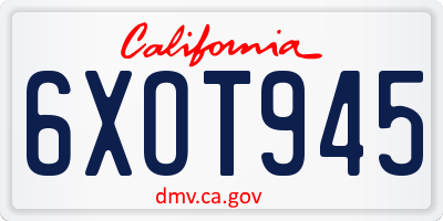 CA license plate 6XOT945