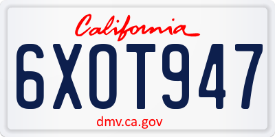 CA license plate 6XOT947