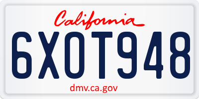 CA license plate 6XOT948