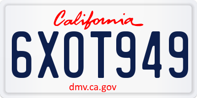 CA license plate 6XOT949