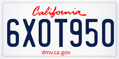 CA license plate 6XOT950