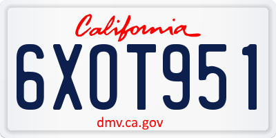 CA license plate 6XOT951