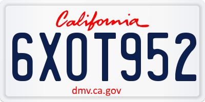CA license plate 6XOT952