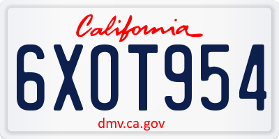 CA license plate 6XOT954
