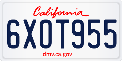 CA license plate 6XOT955