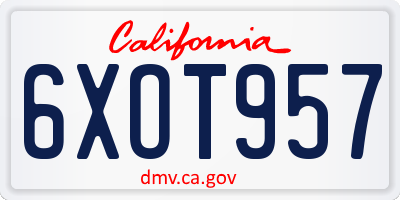 CA license plate 6XOT957