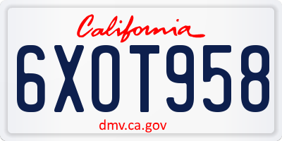 CA license plate 6XOT958
