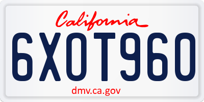 CA license plate 6XOT960