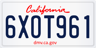 CA license plate 6XOT961