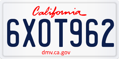 CA license plate 6XOT962