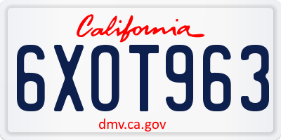 CA license plate 6XOT963