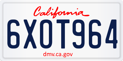 CA license plate 6XOT964