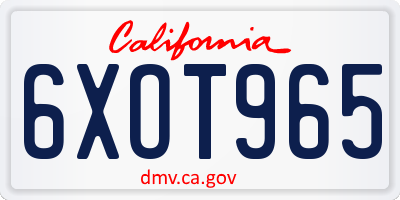 CA license plate 6XOT965