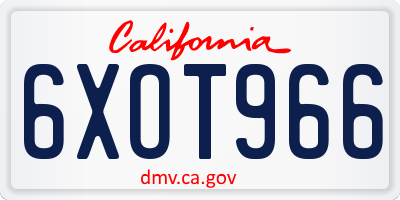 CA license plate 6XOT966