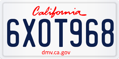 CA license plate 6XOT968