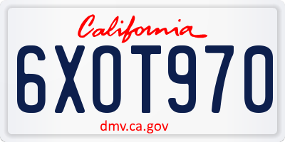 CA license plate 6XOT970
