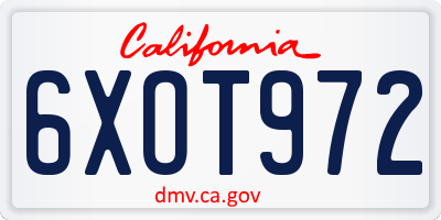 CA license plate 6XOT972