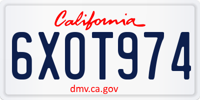 CA license plate 6XOT974