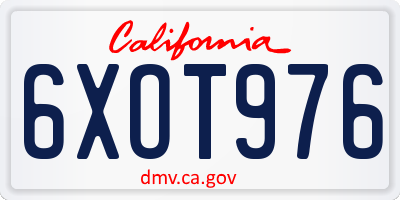 CA license plate 6XOT976