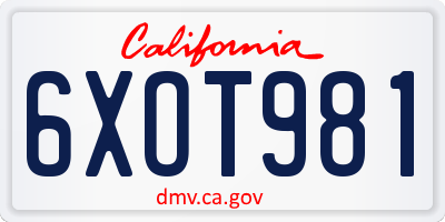 CA license plate 6XOT981