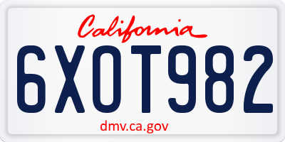 CA license plate 6XOT982