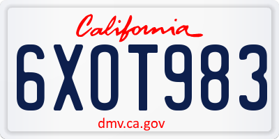 CA license plate 6XOT983