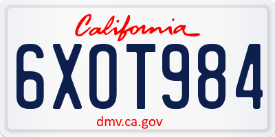 CA license plate 6XOT984