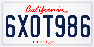 CA license plate 6XOT986
