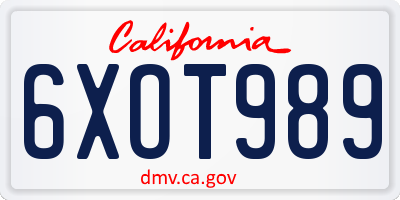 CA license plate 6XOT989