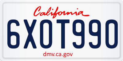 CA license plate 6XOT990