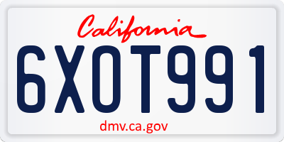 CA license plate 6XOT991