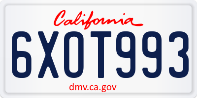 CA license plate 6XOT993