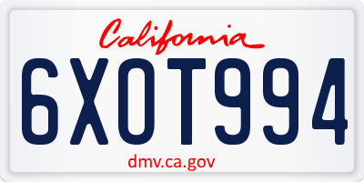 CA license plate 6XOT994